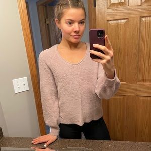 A&F fuzzy pink sweater